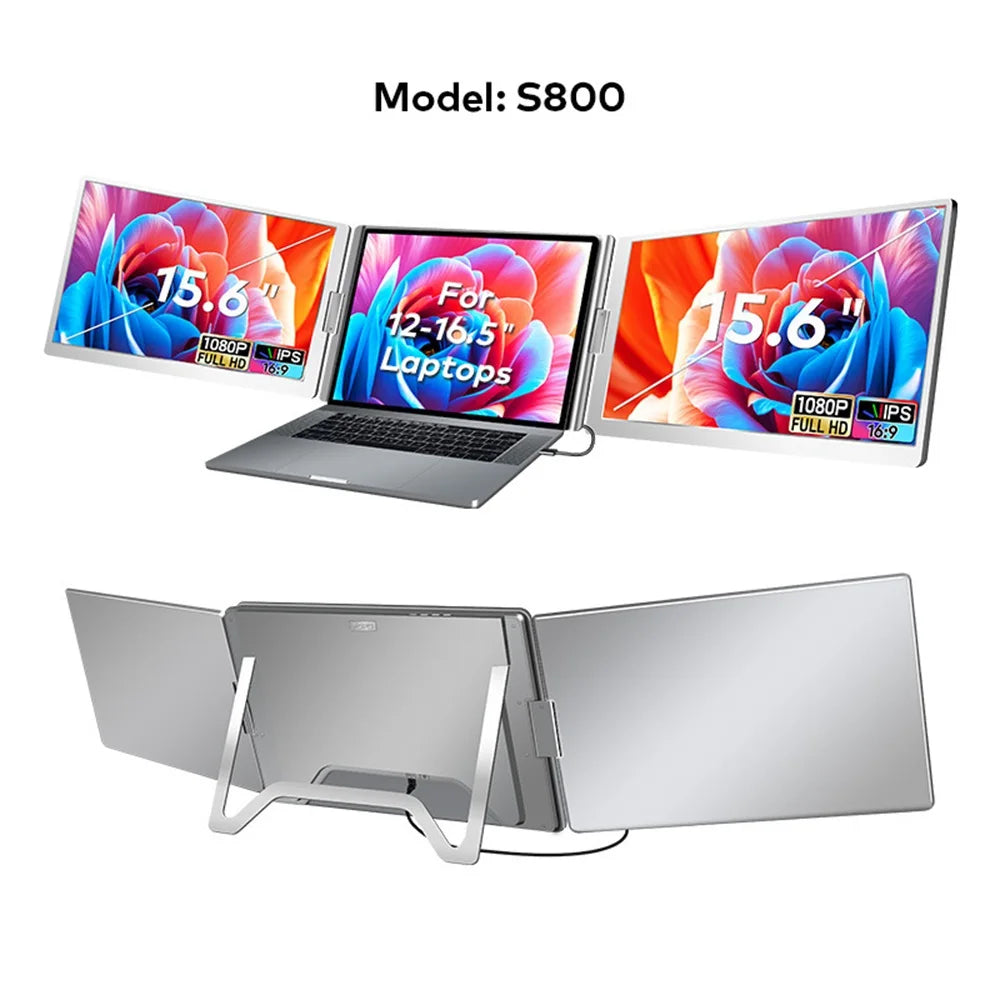 Rospider Triple Screen Portable Monitor | Dual 14" to 16" Portable Screen Extender