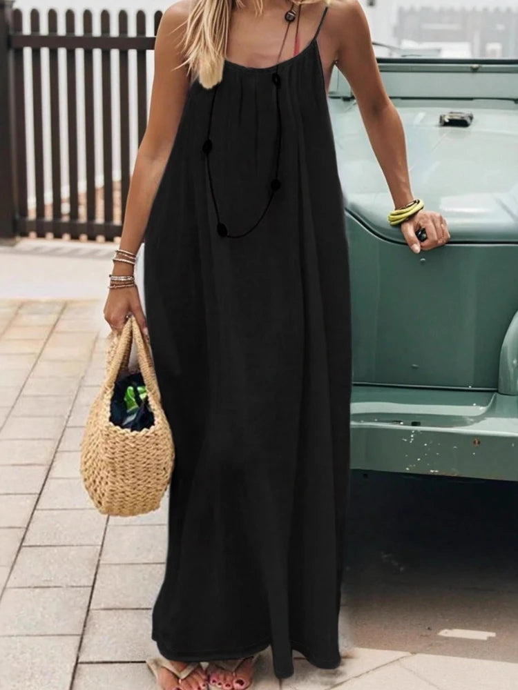 Women's long summer dress open back