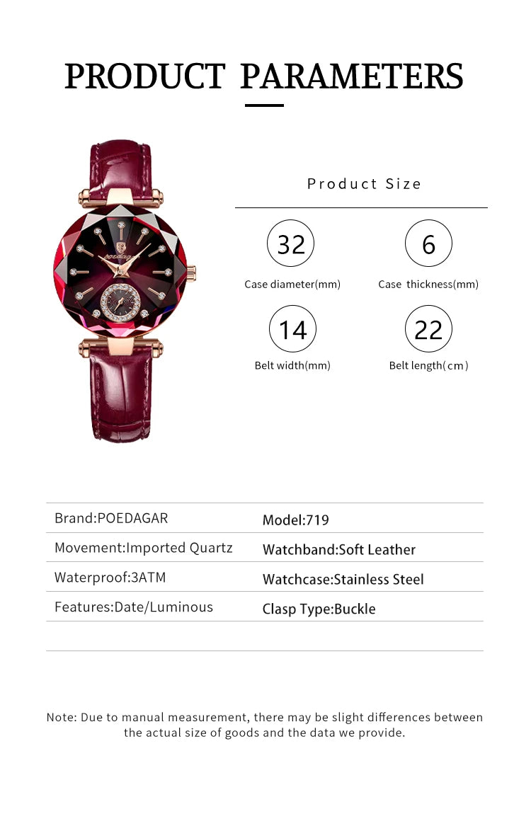 Elegant women's watch with leather strap