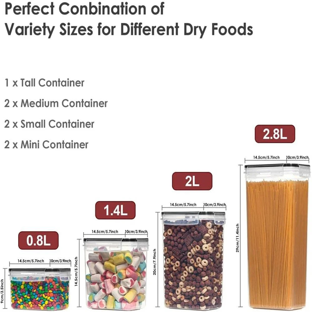 Set of 7 Food Containers - Airtight, BPA-Free with Labels