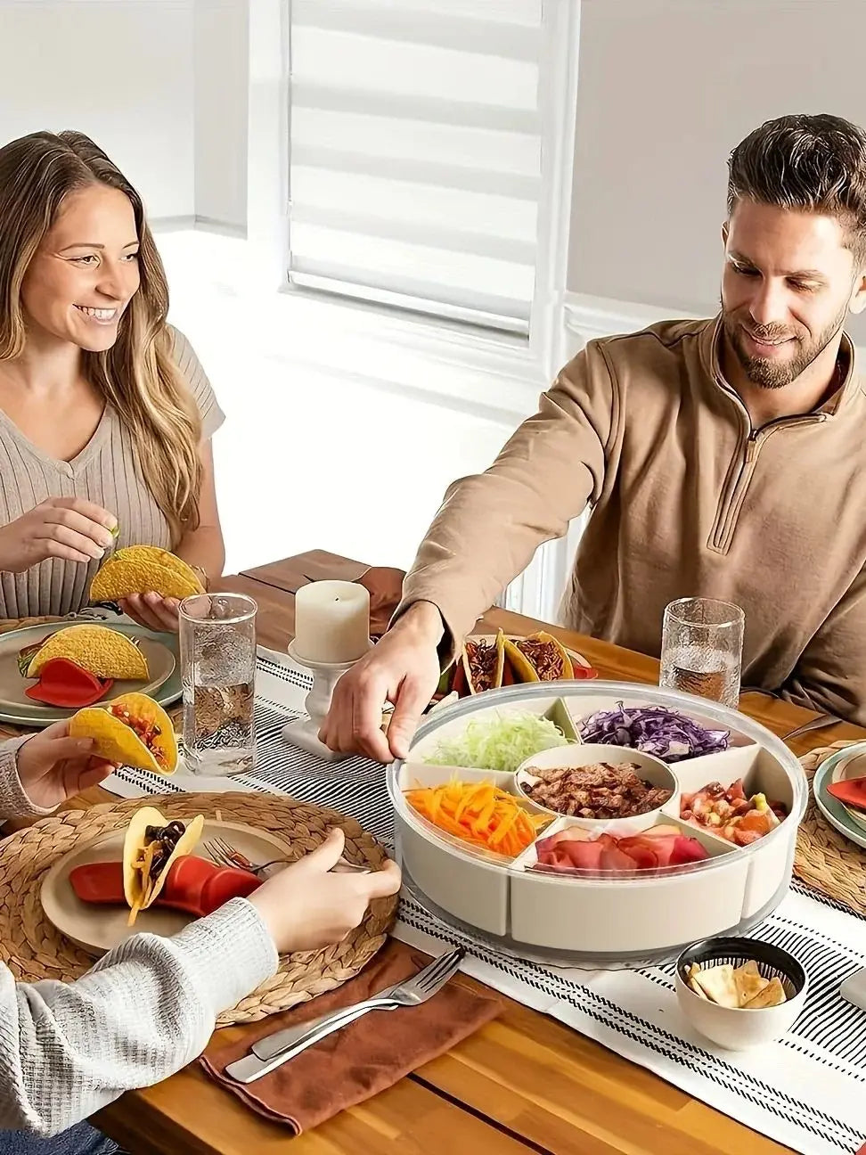 Portable rotating charcuterie board with lid