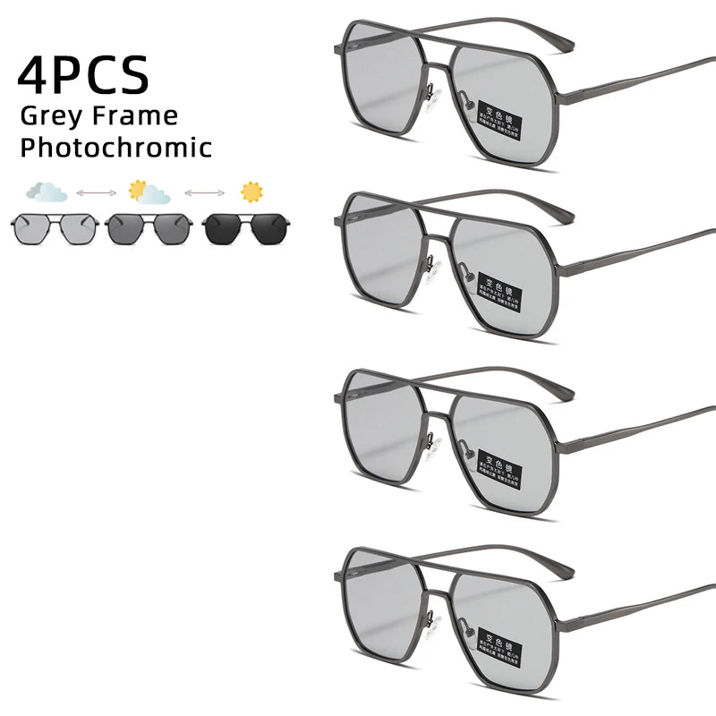 Unisex Metal Photochromic Sunglasses - Polarized with UV400 Protection