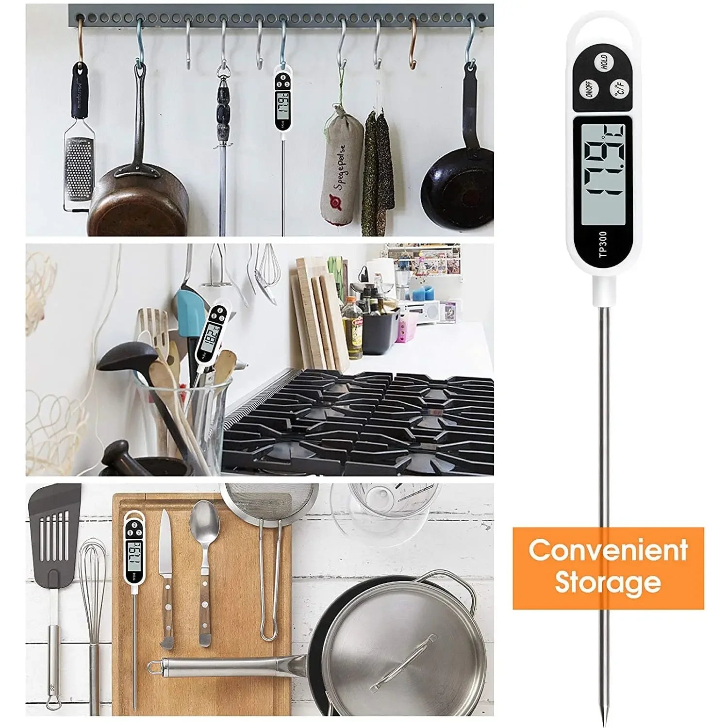 Digital kitchen thermometer with probe