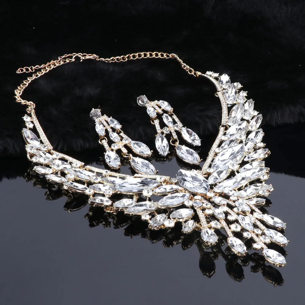 Indian style bridal jewelry set with crystal necklace