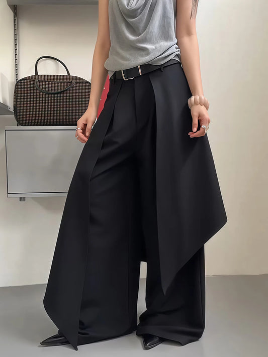 R-Women's Trousers | Wide Leg, High Straps, Office Trousers, Dress Trousers, Casual Trousers, Black, Long - Look for it here