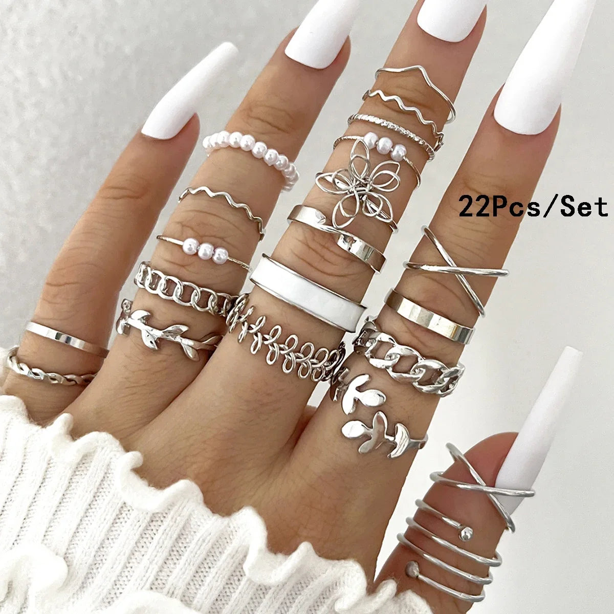Set of 30 Women's Rings, Bohemian Geometric Stackable and Knuckle Rings, Gold and Silver Jewelry for Parties