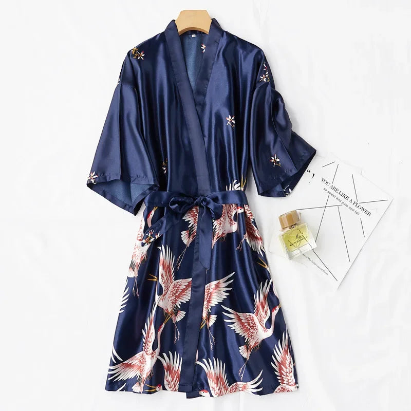 Women's Satin Kimono Robe Set