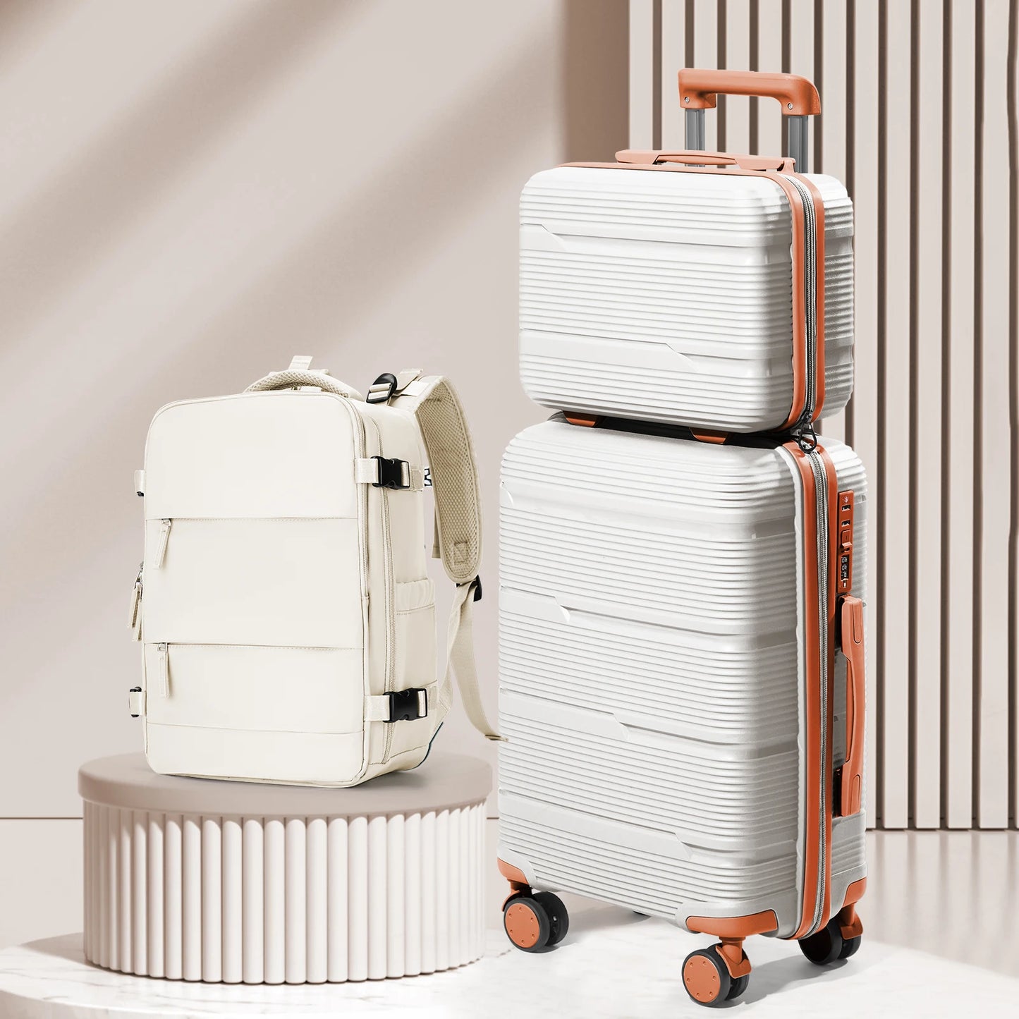 3-piece travel luggage set with backpack