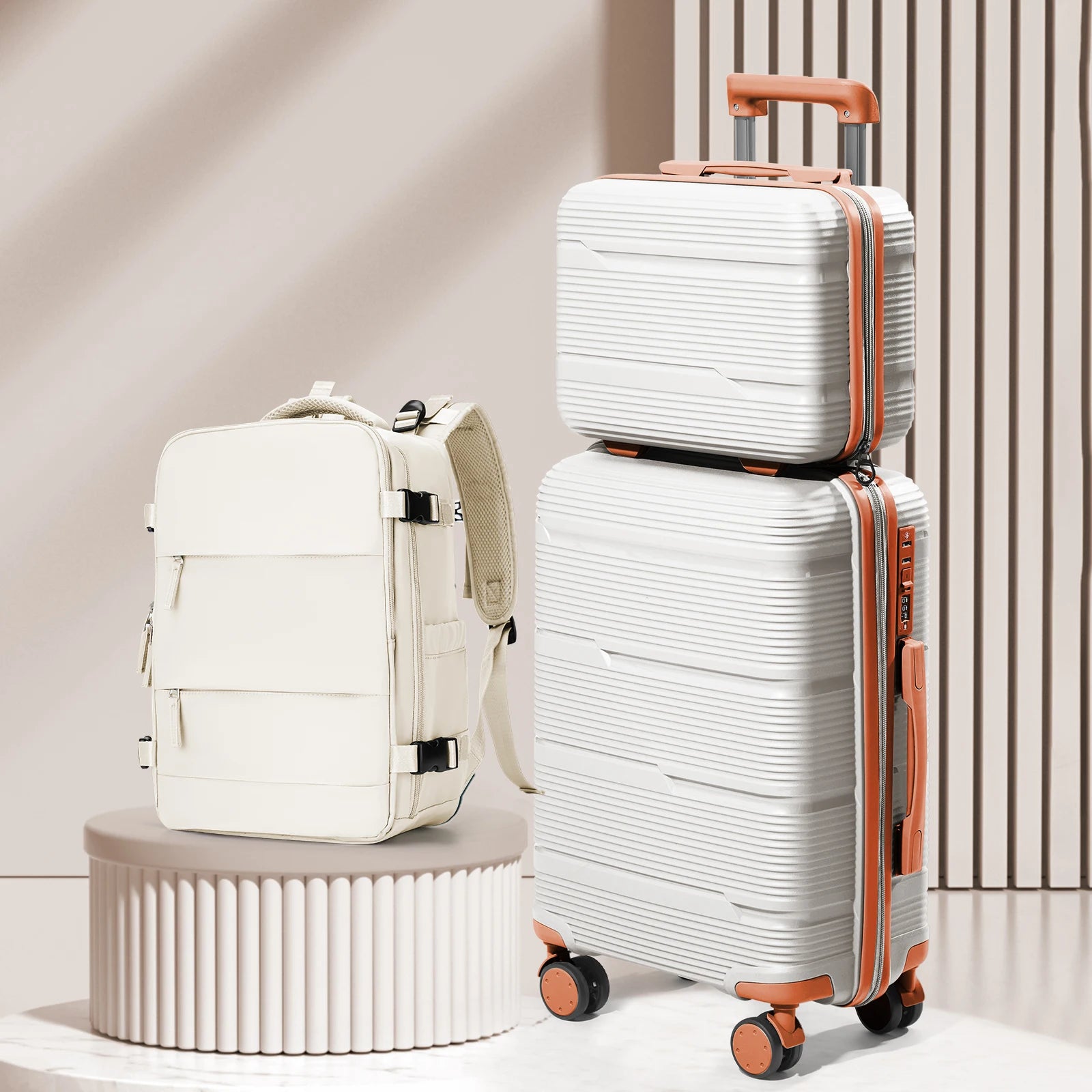 3-piece travel luggage set with backpack