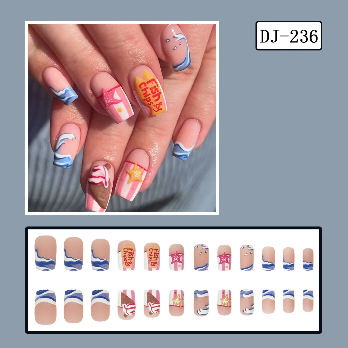 Y2K press on nails black French tips