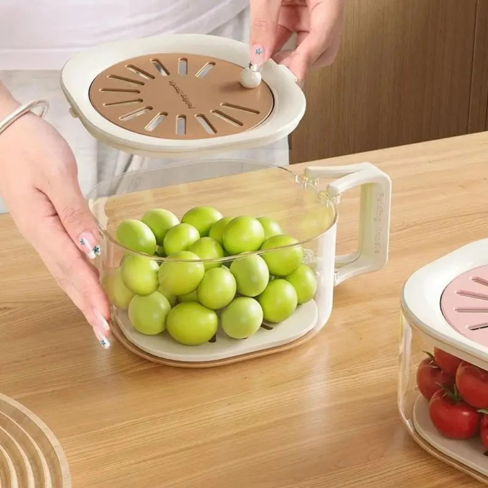 2-in-1 Double Layer Fruit Washing Basket with Lid