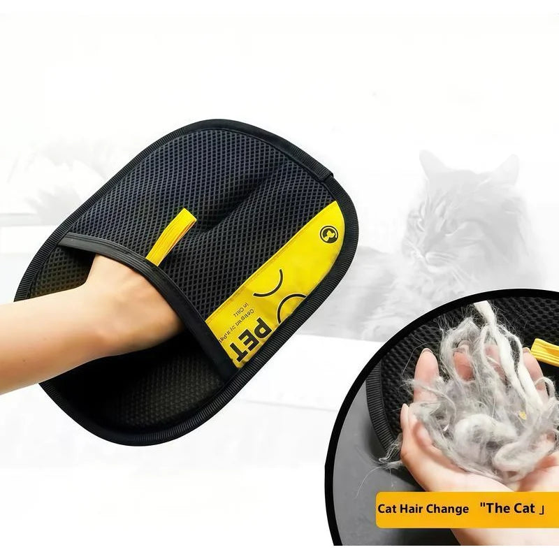 2-in-1 Pet Grooming Glove | Electrostatic Hair Remover Brush and Lint Roller | Reusable and Washable Tool for Cats and Dogs