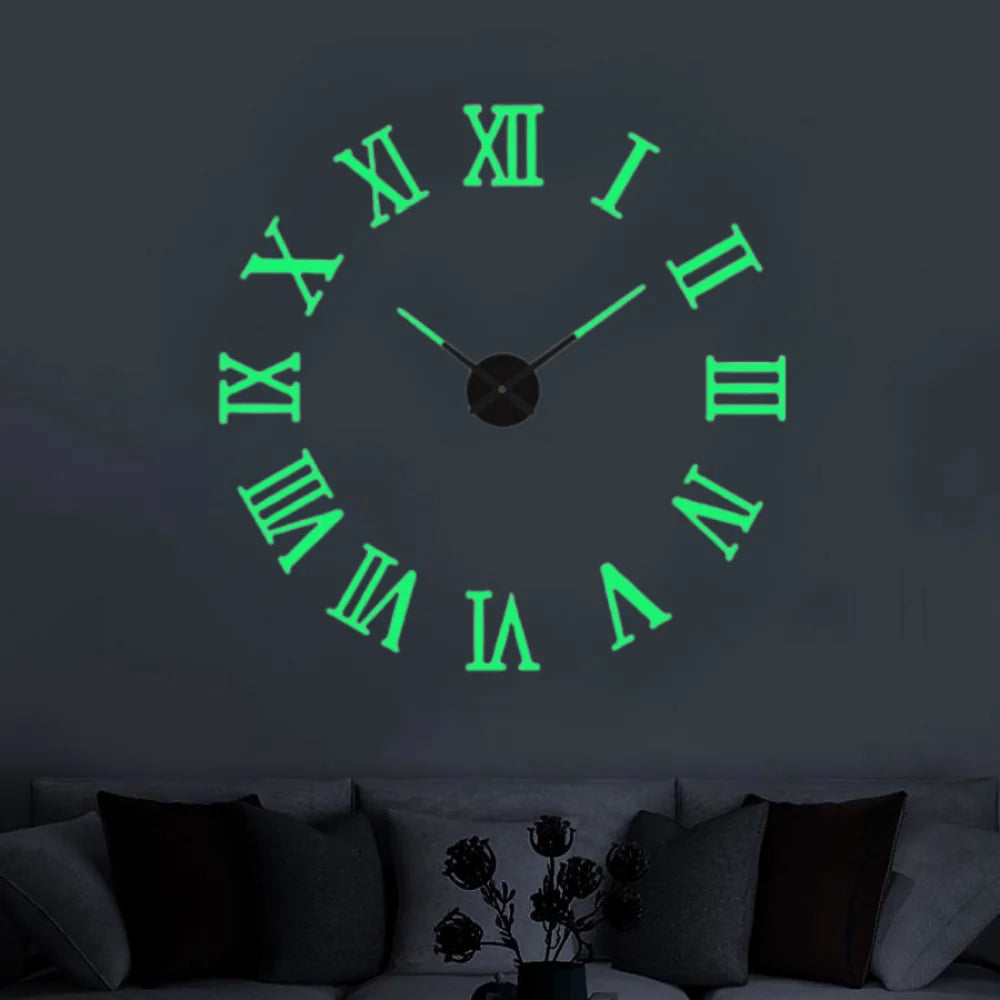 Large 3D acrylic wall clock with mirror effect