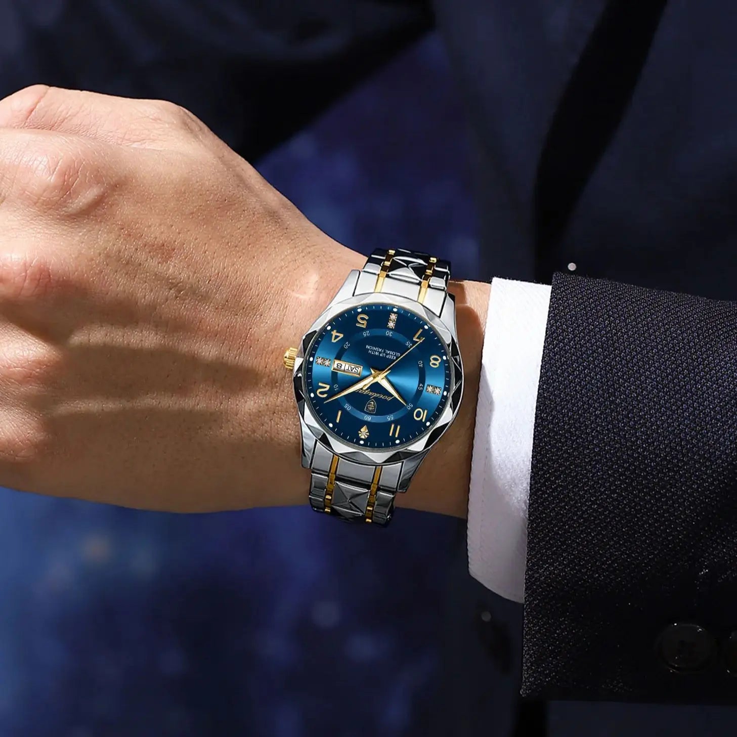 Men's sports watch stainless steel bracelet