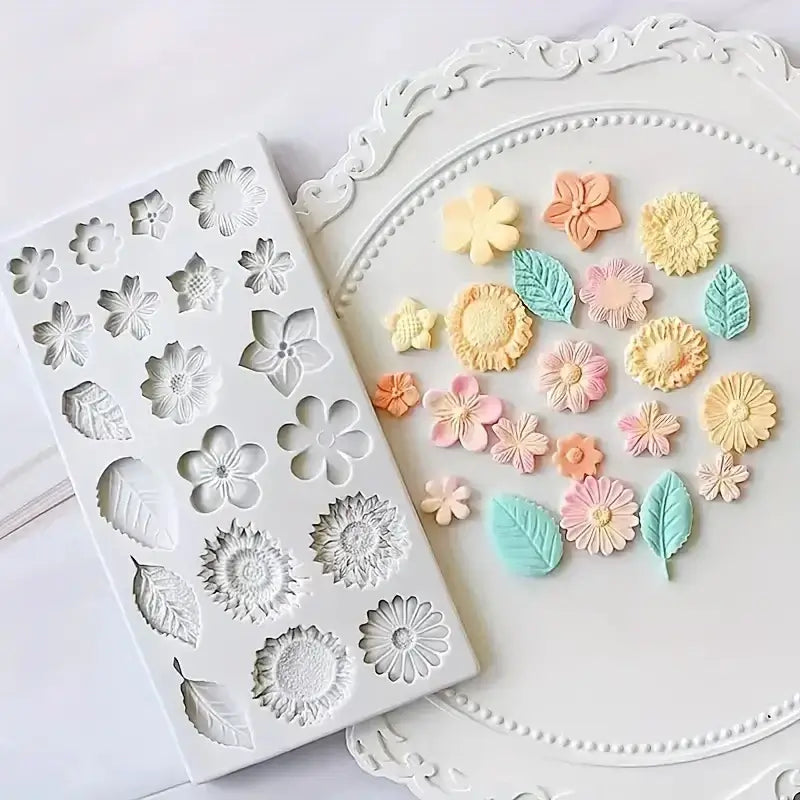 Floral silicone mold with rose shapes