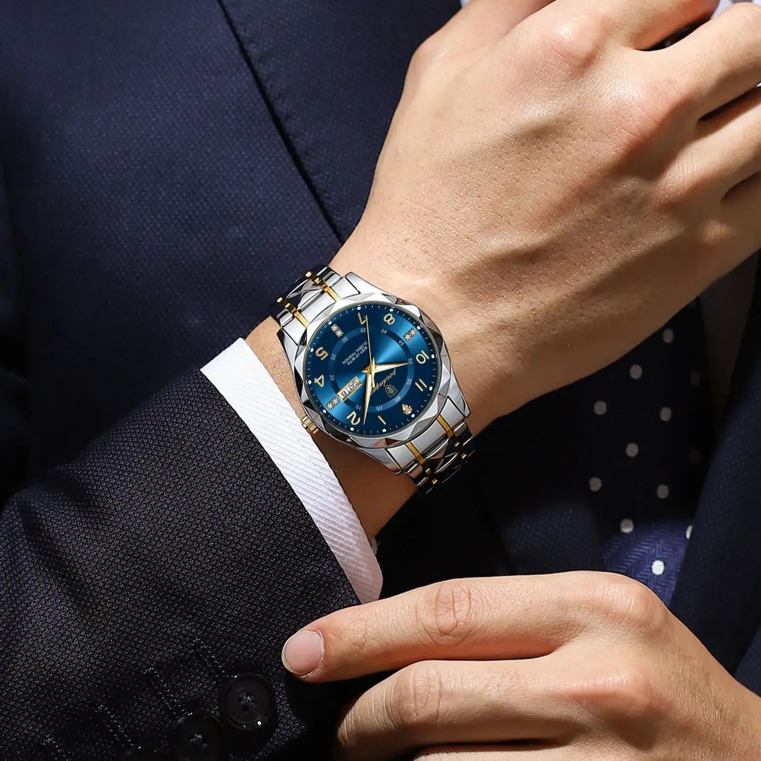 Men's sports watch stainless steel bracelet