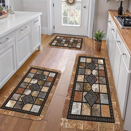 Non-slip kitchen mats terrazzo design