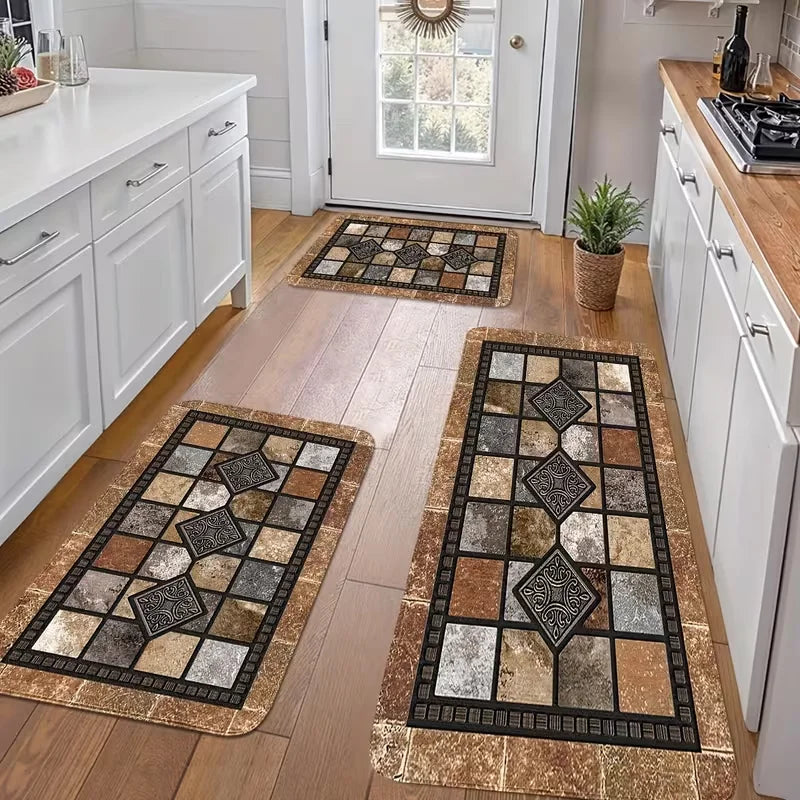Non-slip kitchen mats terrazzo design