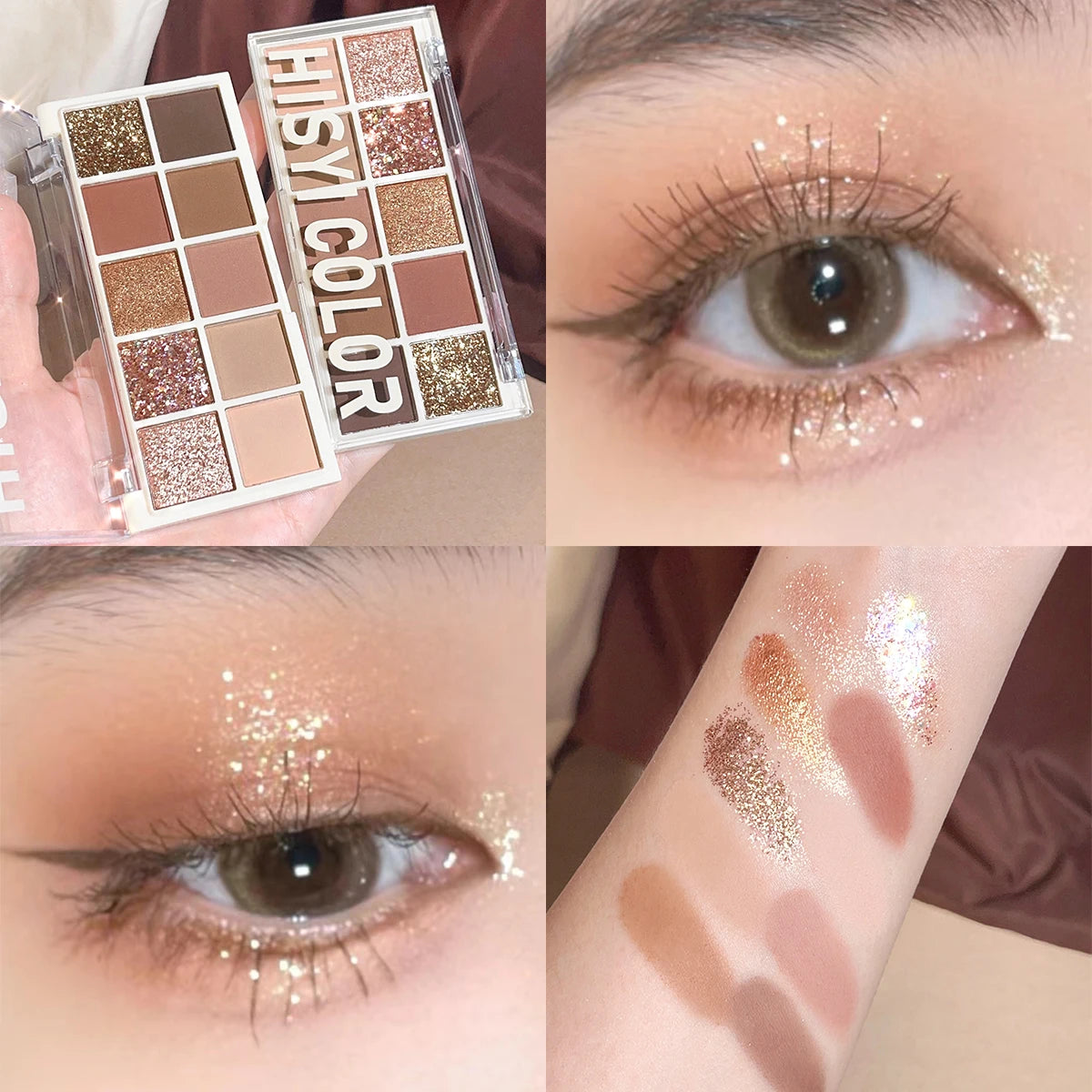 Star Ten-Color Eyeshadow Palette, Pearl & Matte in Pink & Brown Tones