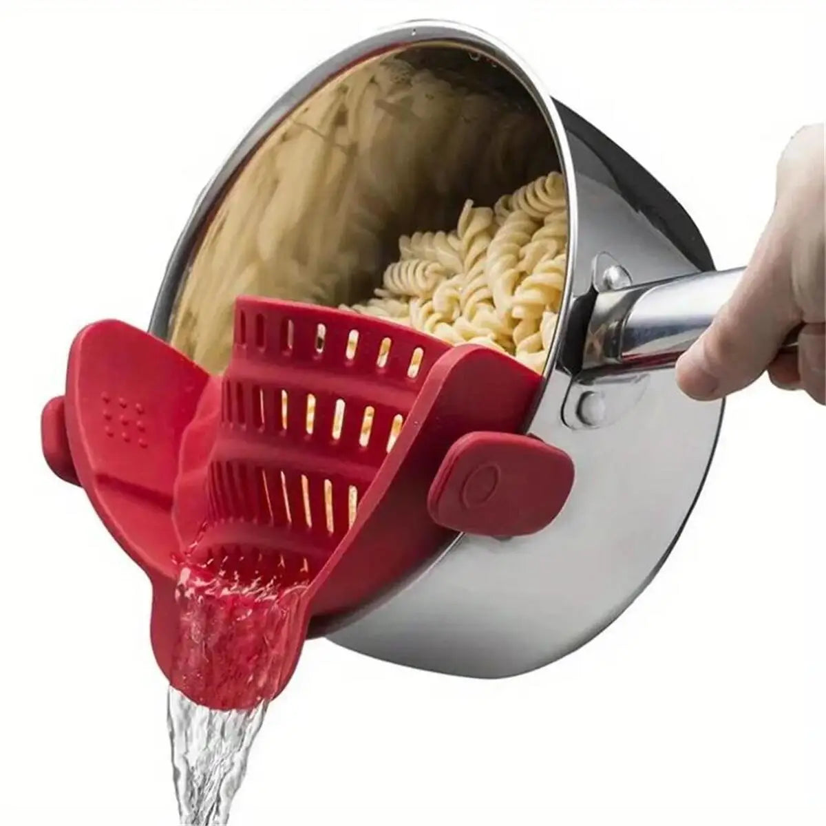 Clip on kitchen strainer for pots