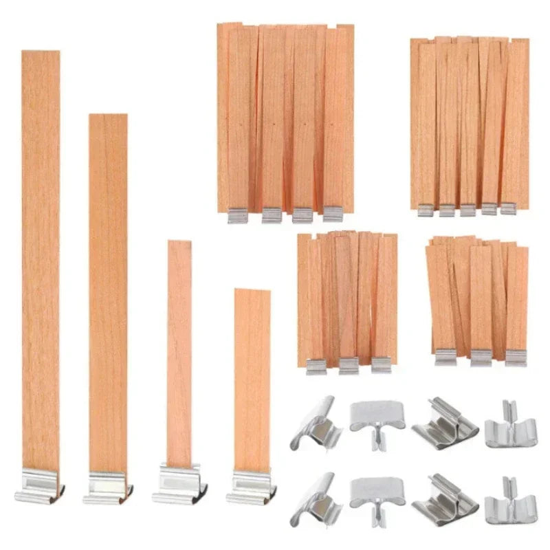 Natural Wood Wicks for Candle Making | Wooden Candle Wicks with Clips for Soy Wax | Handmade Craft Supplies