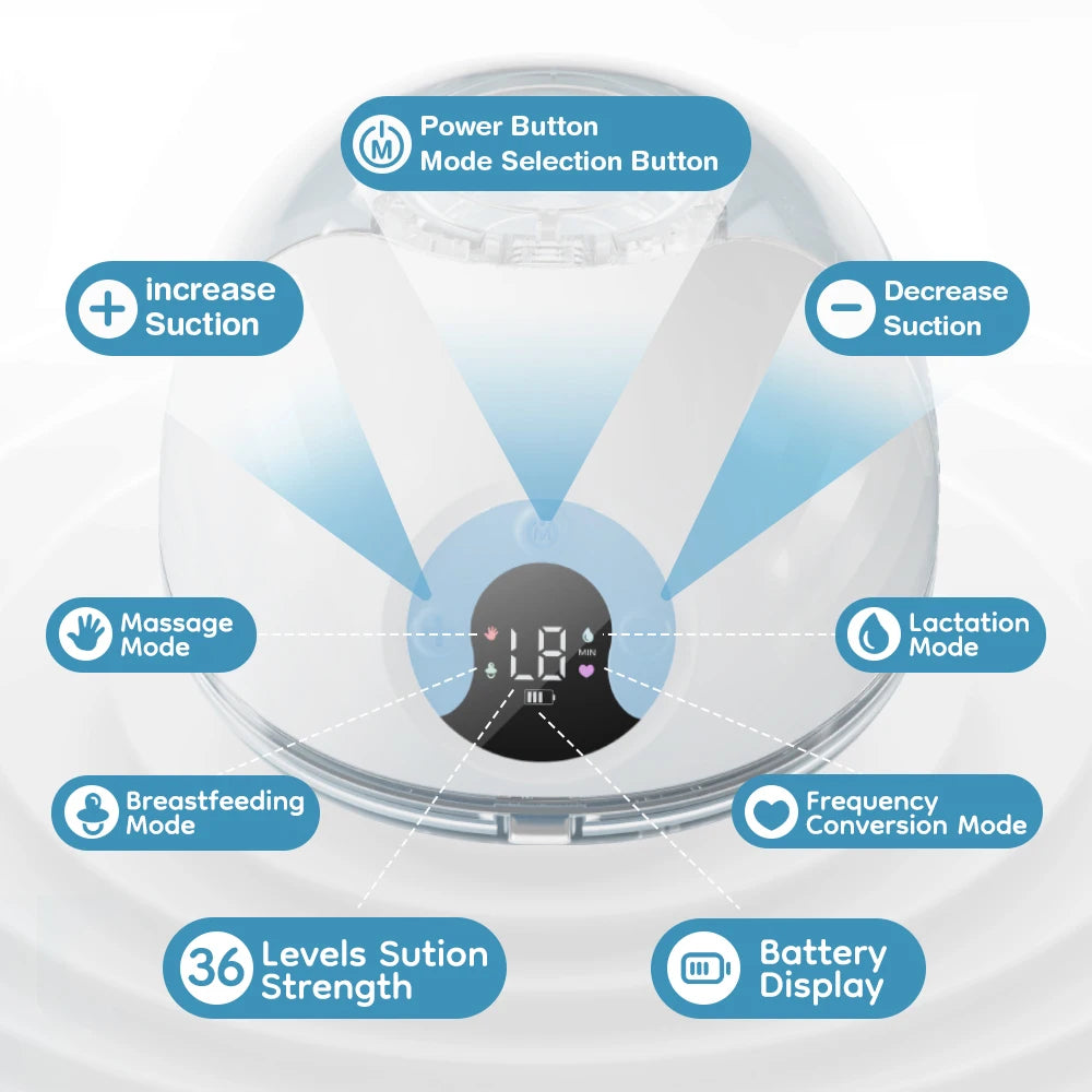 Hands free portable breast pump with LED display