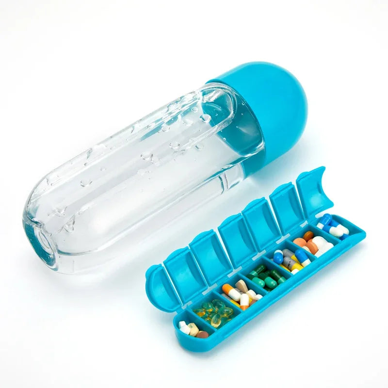 Water Bottle with Pill Organizer | 7 Day 600ml