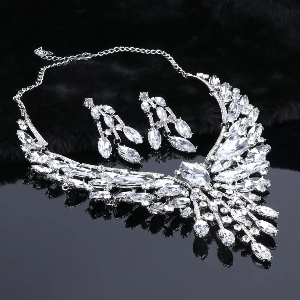 Indian style bridal jewelry set with crystal necklace