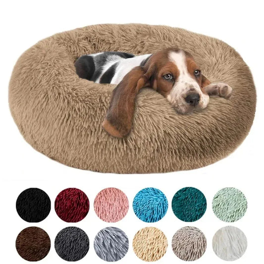 MS-Soft Plush Round Pet Bed with Cushion for Dogs and Cats, Pet Bed, Sofa Bed for Sleeping