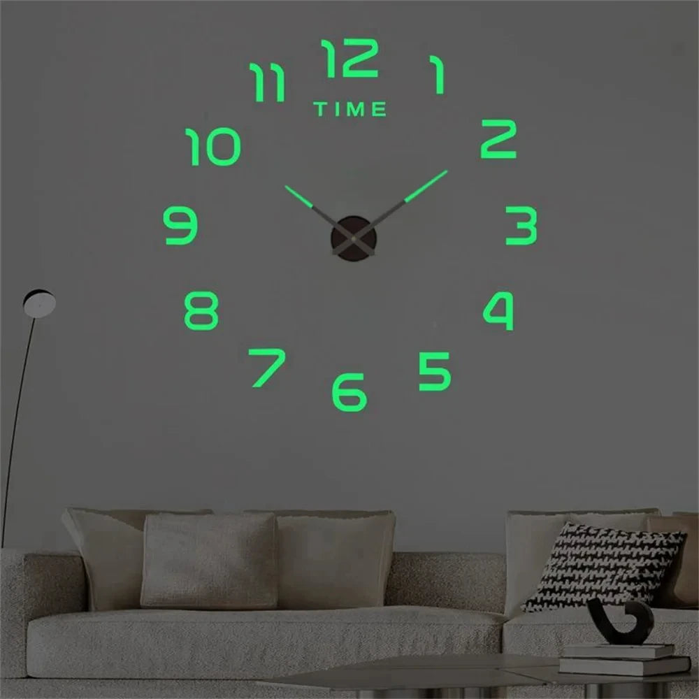 Large 3D acrylic wall clock with mirror effect
