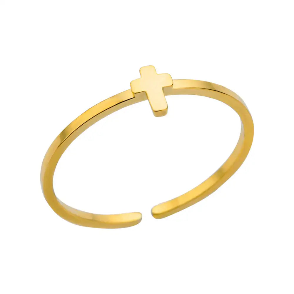 Stainless Steel Ring. Gold Finish. Classic Luxury Design