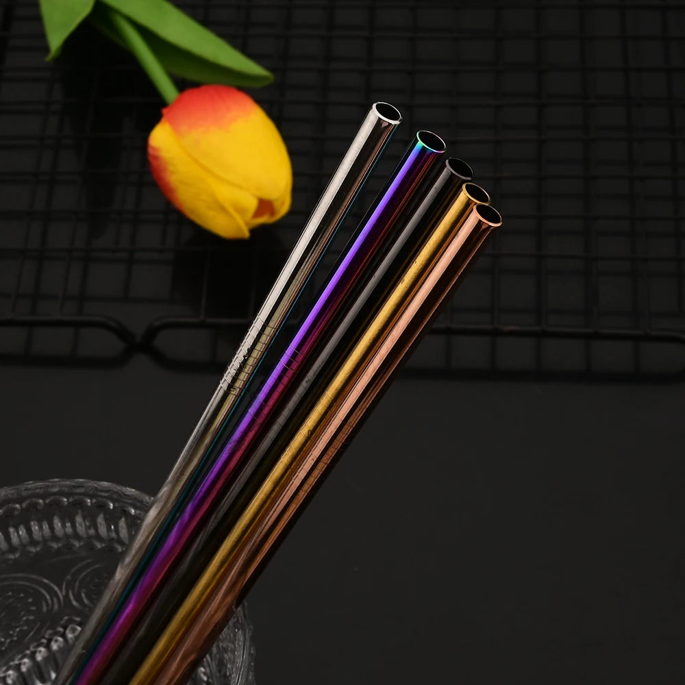 Gold Stainless Steel Reusable Straws Set