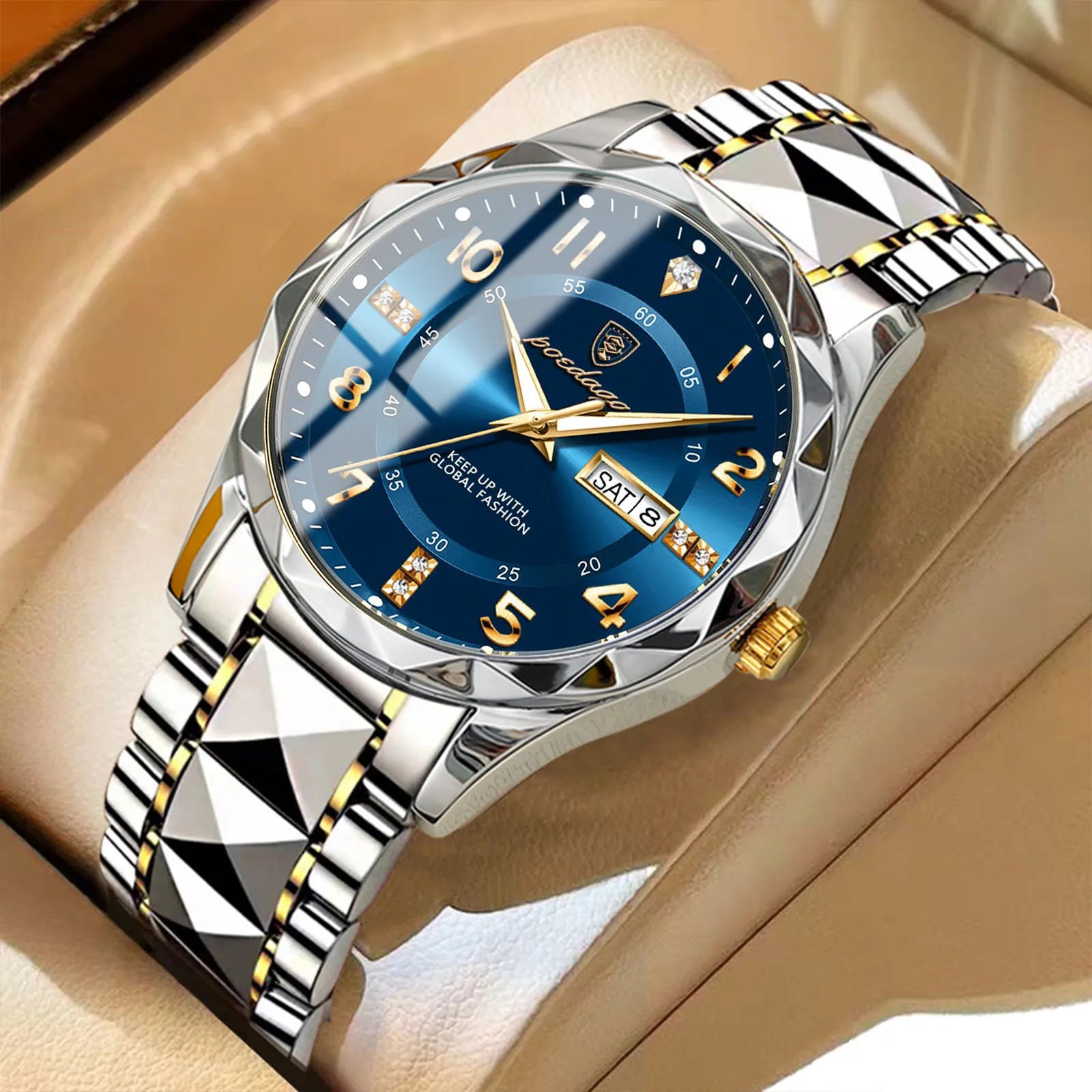 Men's sports watch stainless steel bracelet