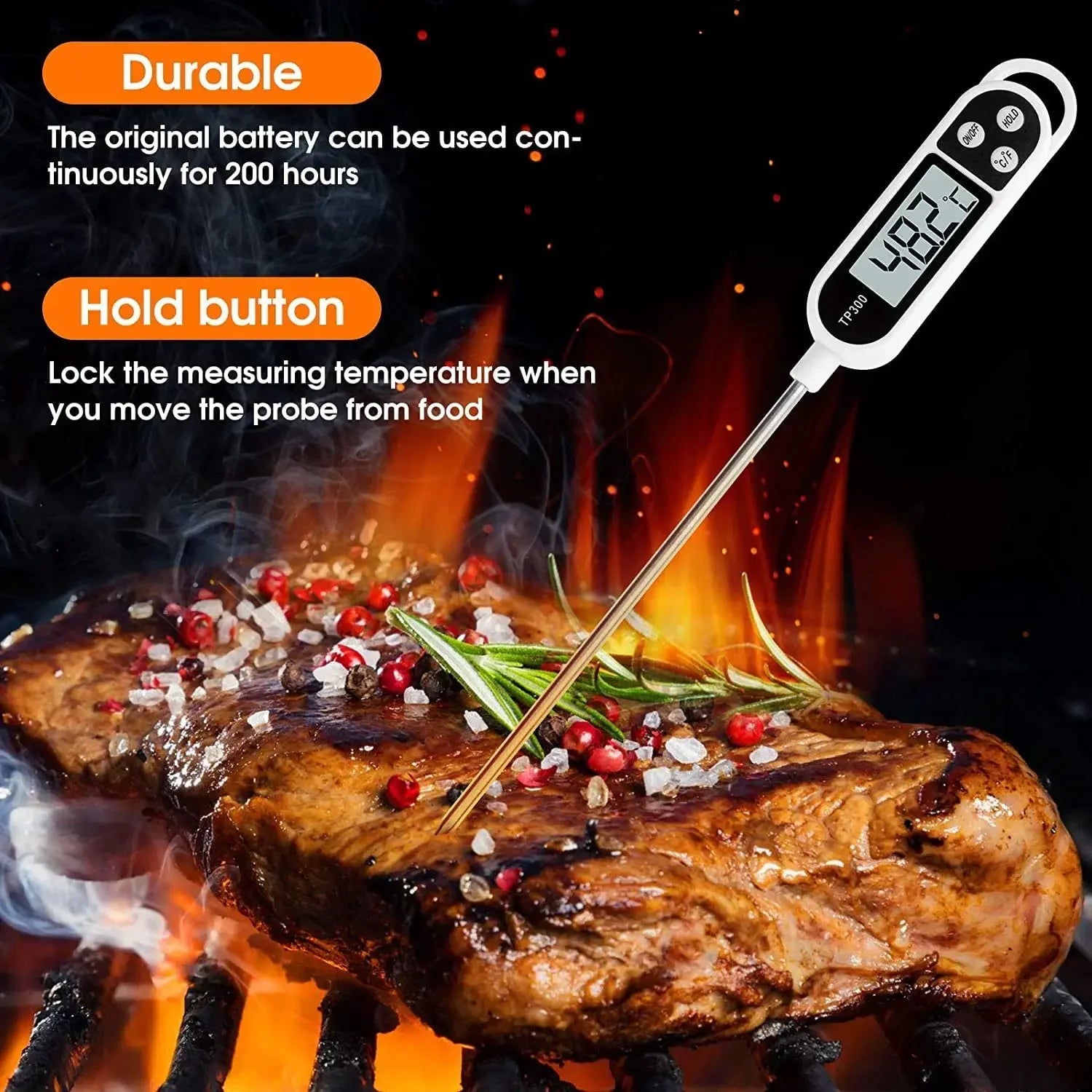Digital kitchen thermometer with probe