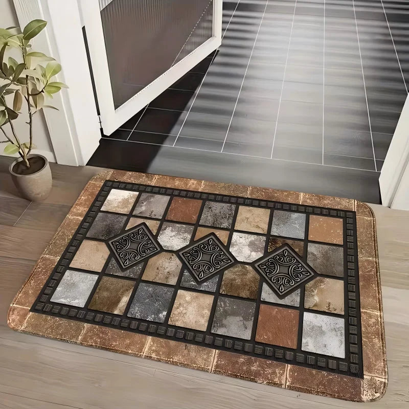 Non-slip kitchen mats terrazzo design