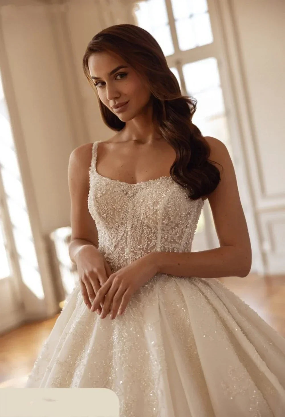 Princess A line wedding dress with rhinestones