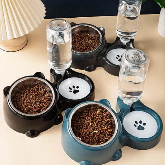 Ms-Automatic Pet Feeder | with Water Dispenser, Feeding System, Battery-Free, for Cats and Dogs, with Nozzle, for Pets