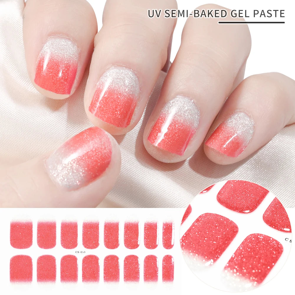 Semi-Cured Gel Nail Wraps with French Tips, Long Lasting for Nail Art & Extensions
