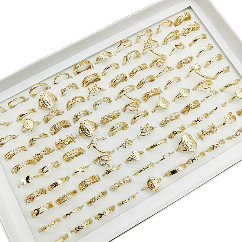 30pcs Alloy Ring Set for Women, Flower, Skull & Animal Designs