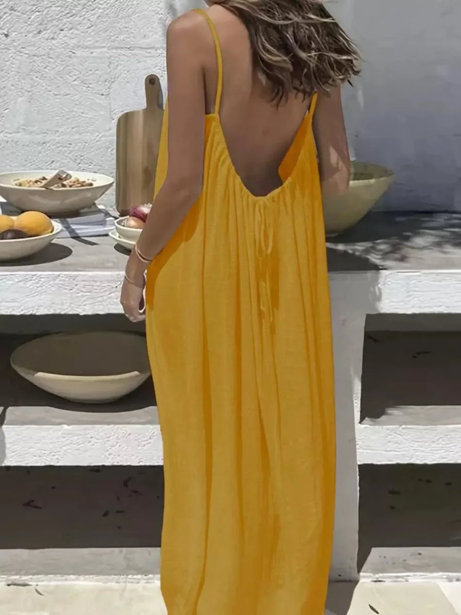 Women's long summer dress open back