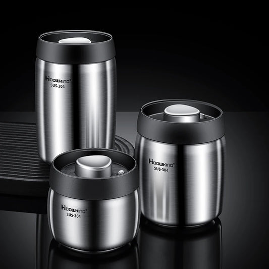 Stainless Steel Vacuum Sealed Coffee Jar, Airtight Moisture-Proof Container for Coffee Beans and Household Food