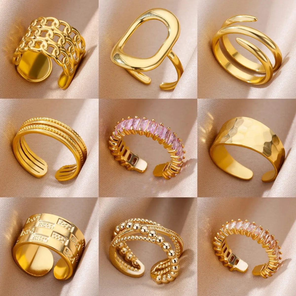 Stainless Steel Ring. Gold Finish. Classic Luxury Design