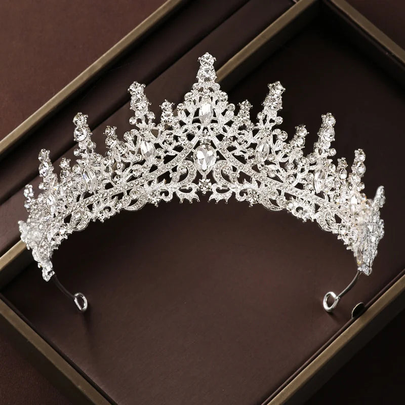 Bridal Jewelry Set (4 Pieces) | Tiara Crown, Necklace and Crystal Earrings, Alloy, Classic Wedding Jewelry
