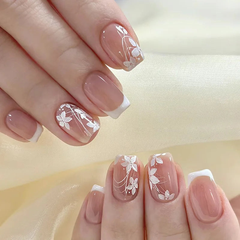 Duckbill press-on nails short design