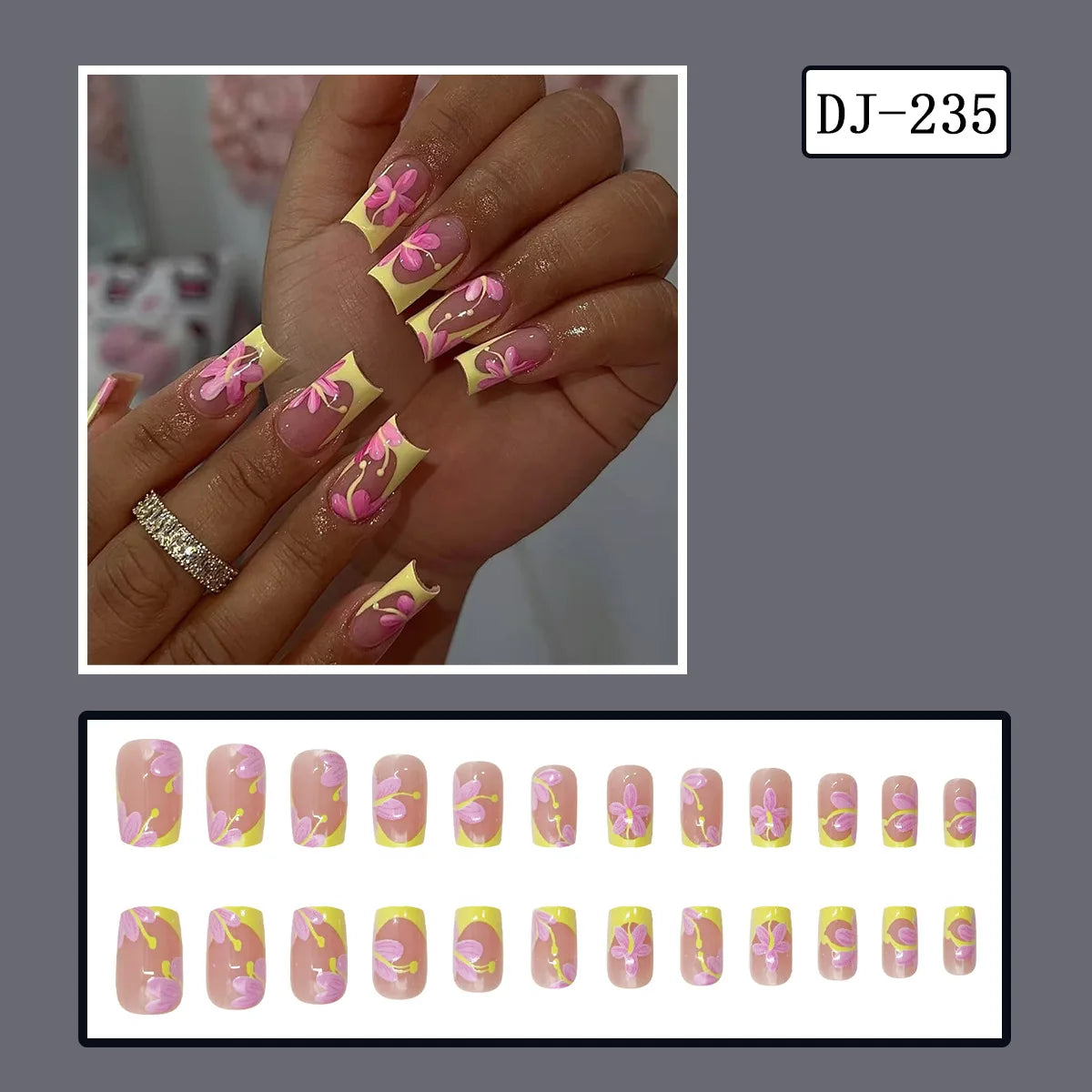 Y2K press on nails black French tips