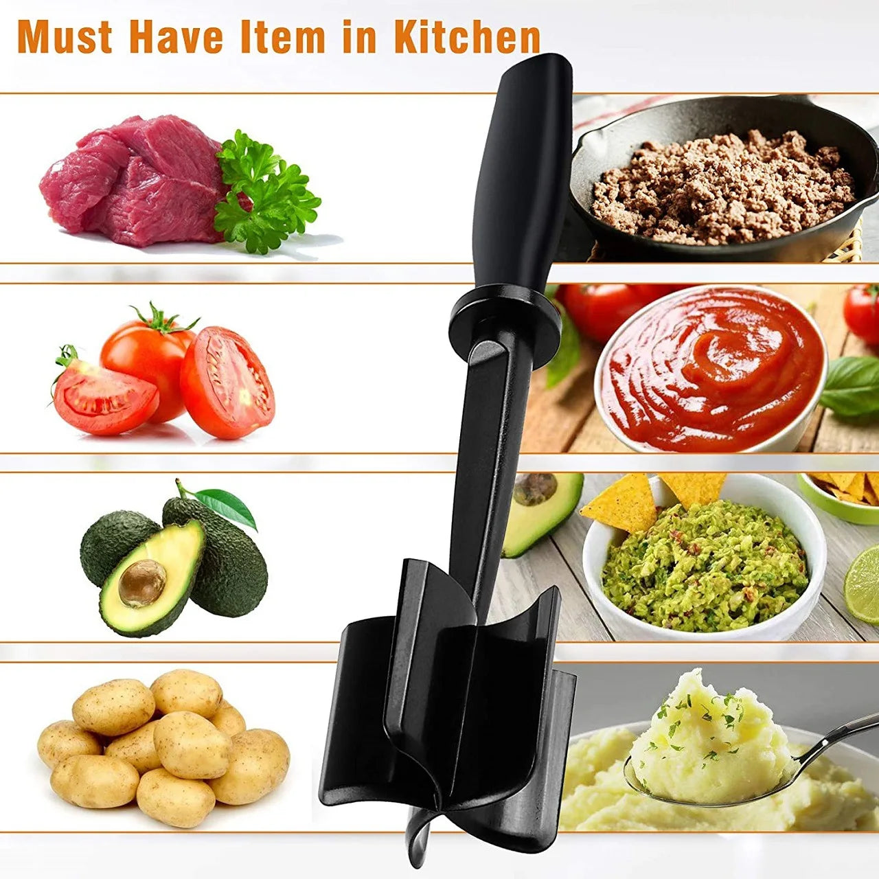 Manual meat grinder with stainless steel blades
