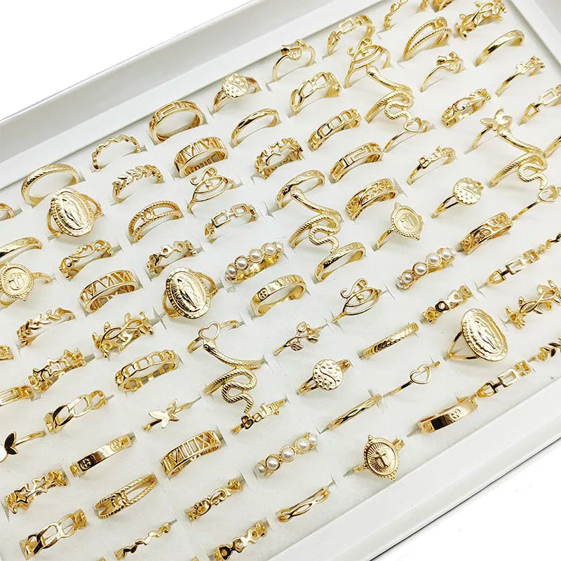 30pcs Alloy Ring Set for Women, Flower, Skull & Animal Designs
