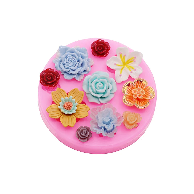 Flower silicone mold with rose shapes