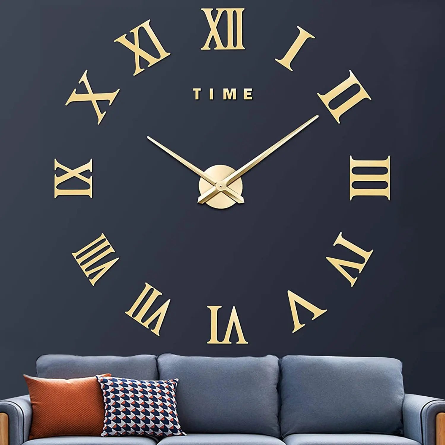 Large 3D acrylic wall clock with mirror effect