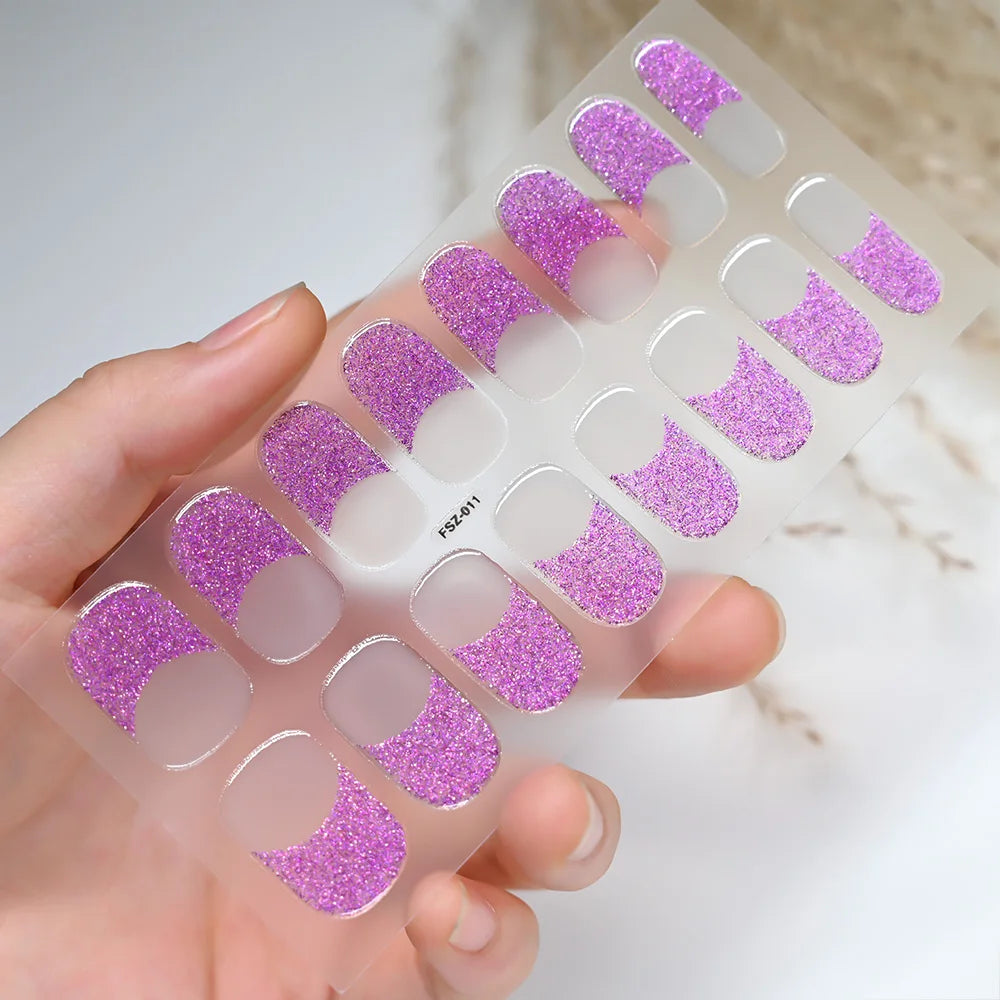 Semi-Cured Gel Nail Wraps with French Tips, Long Lasting for Nail Art & Extensions